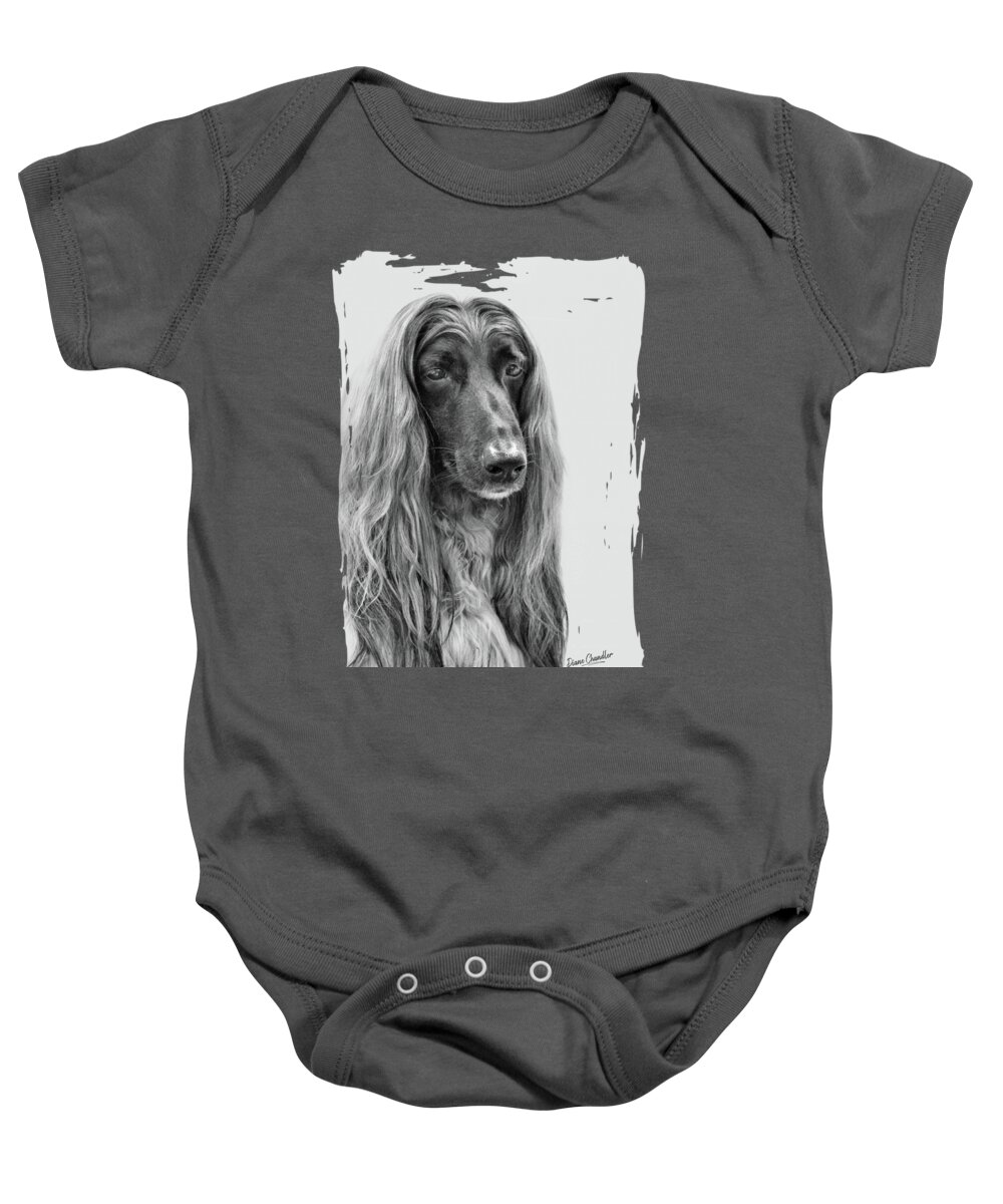 Afghan Hound Baby Onesie featuring the photograph A Kind and Regal Spirit by Diane Chandler