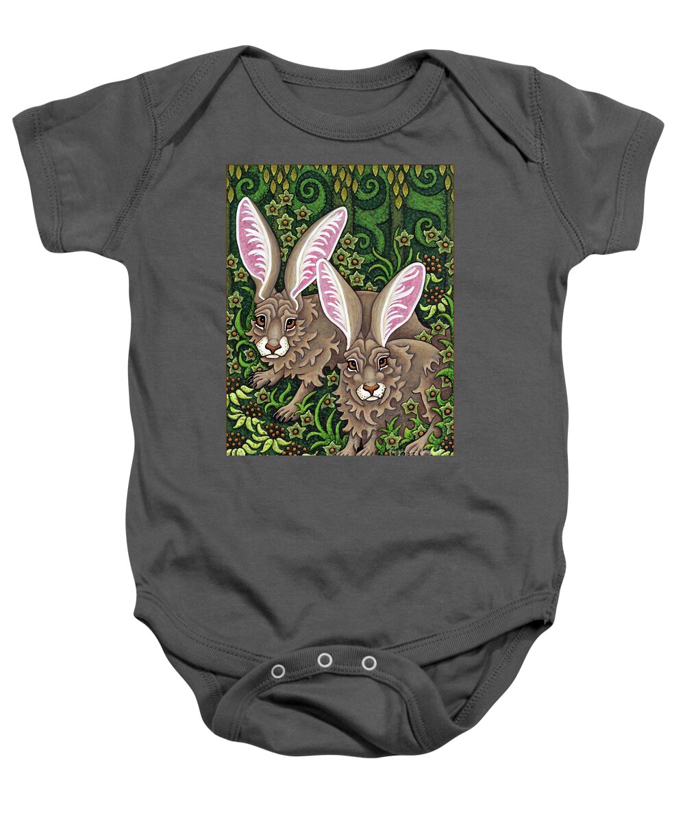 Hare Baby Onesie featuring the painting A Lush Green Understory by Amy E Fraser