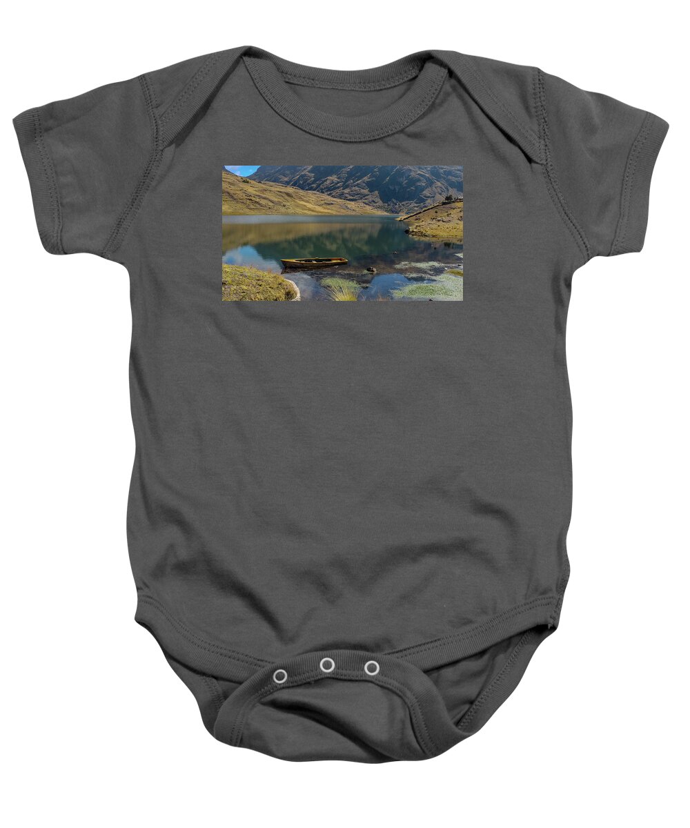 Lake Baby Onesie featuring the photograph A magical, beautiful lake by Leslie Struxness