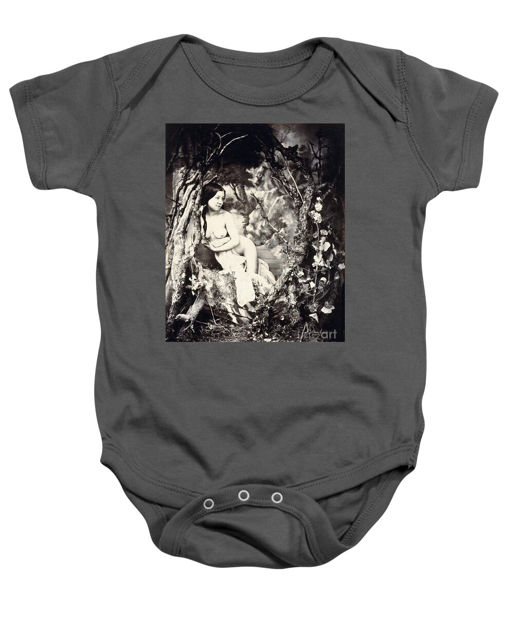 Portrait Baby Onesie featuring the photograph A Semi Nude Woman Amongst Trees by Auguste Belloc