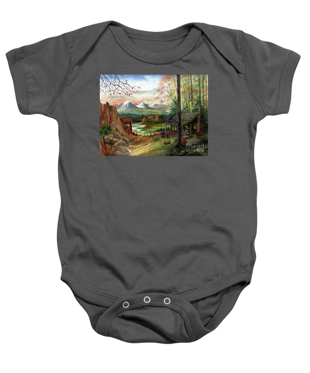 Peaceful Scenery Baby Onesie featuring the painting A Time For Peace by Marilyn Smith