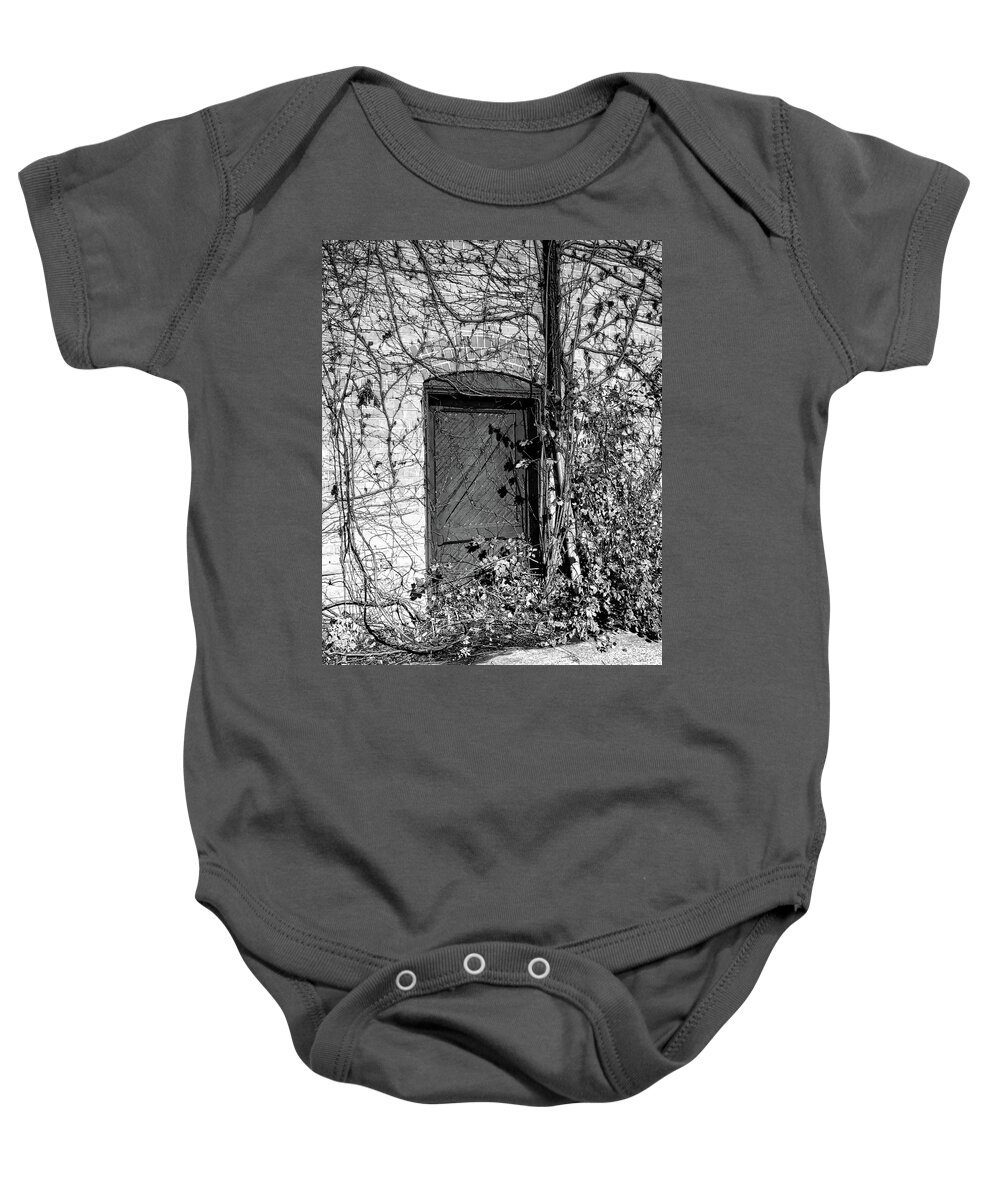 Abandoned Baby Onesie featuring the photograph Abandoned Door by Scott Olsen