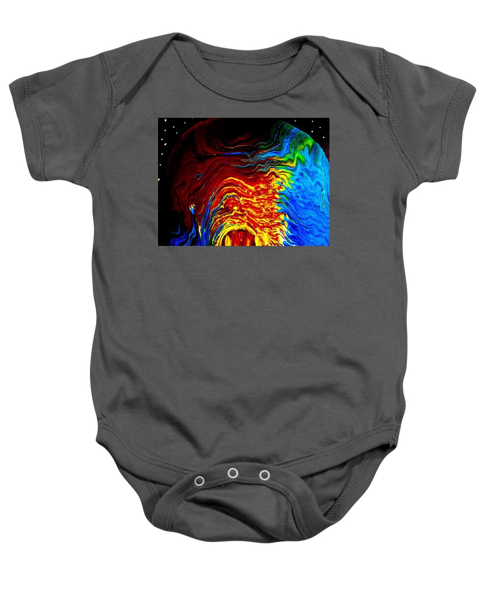 Earth Fire Above Water Baby Onesie featuring the painting Above the Earth by Anna Adams