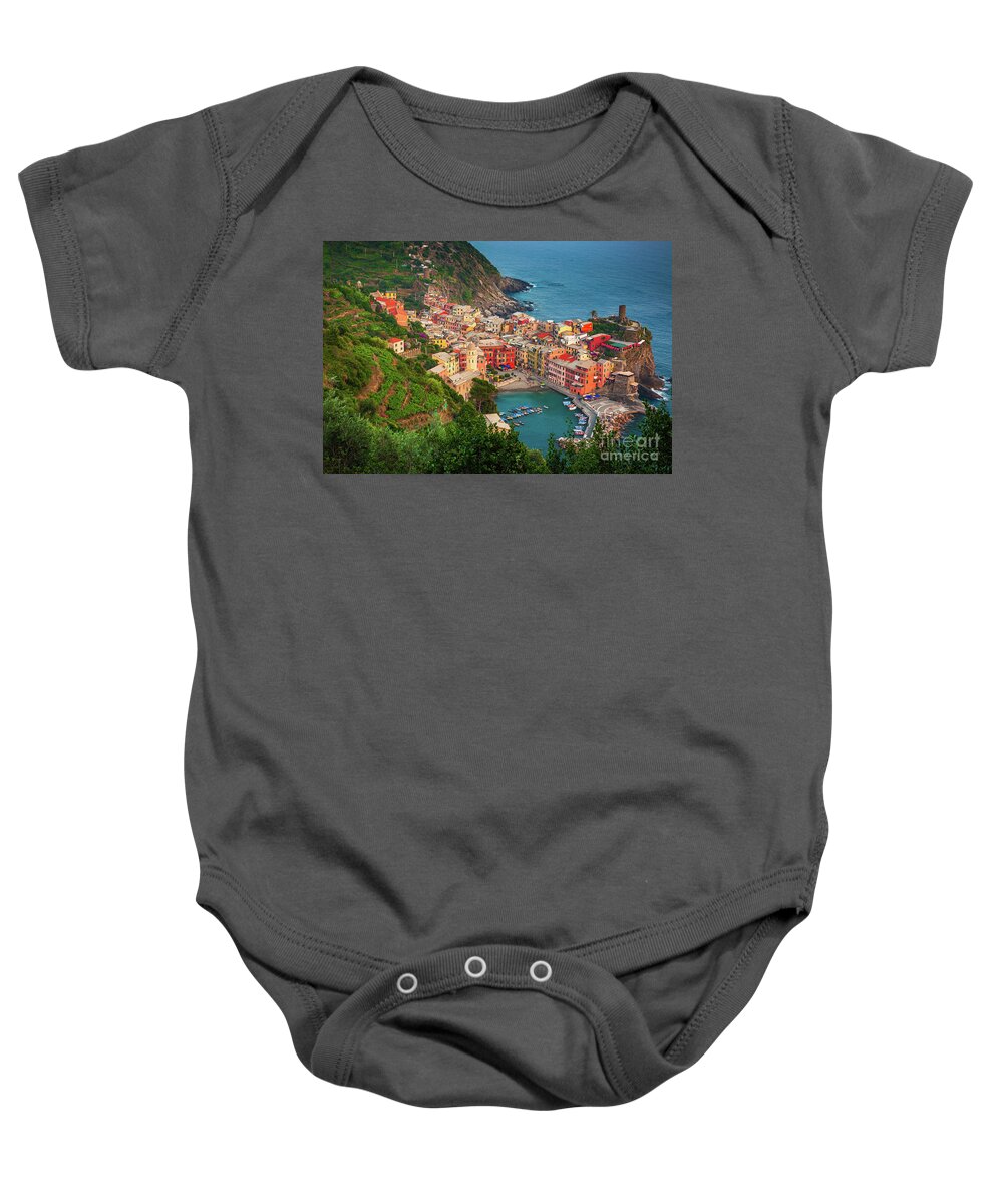 Afternoon Baby Onesie featuring the photograph Above Vernazza by Inge Johnsson