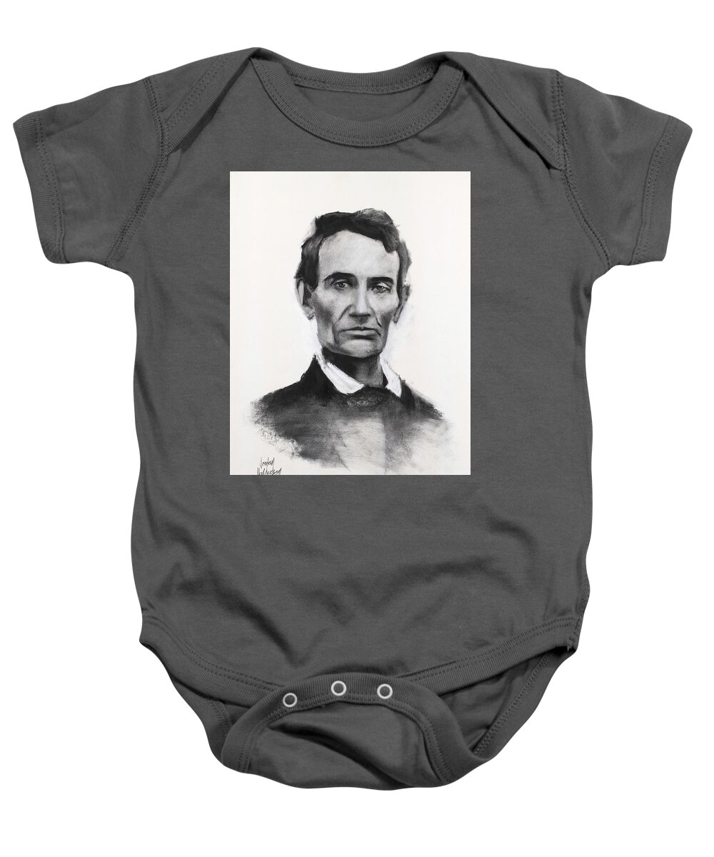 Abraham Lincoln Baby Onesie featuring the drawing Abraham Lincoln by Jordan Henderson