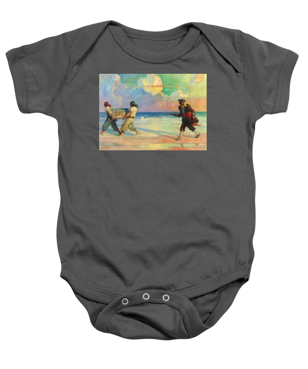 “nc Wyeth” Baby Onesie featuring the digital art Absconding With The Treasure Pirate Art by Patricia Keith