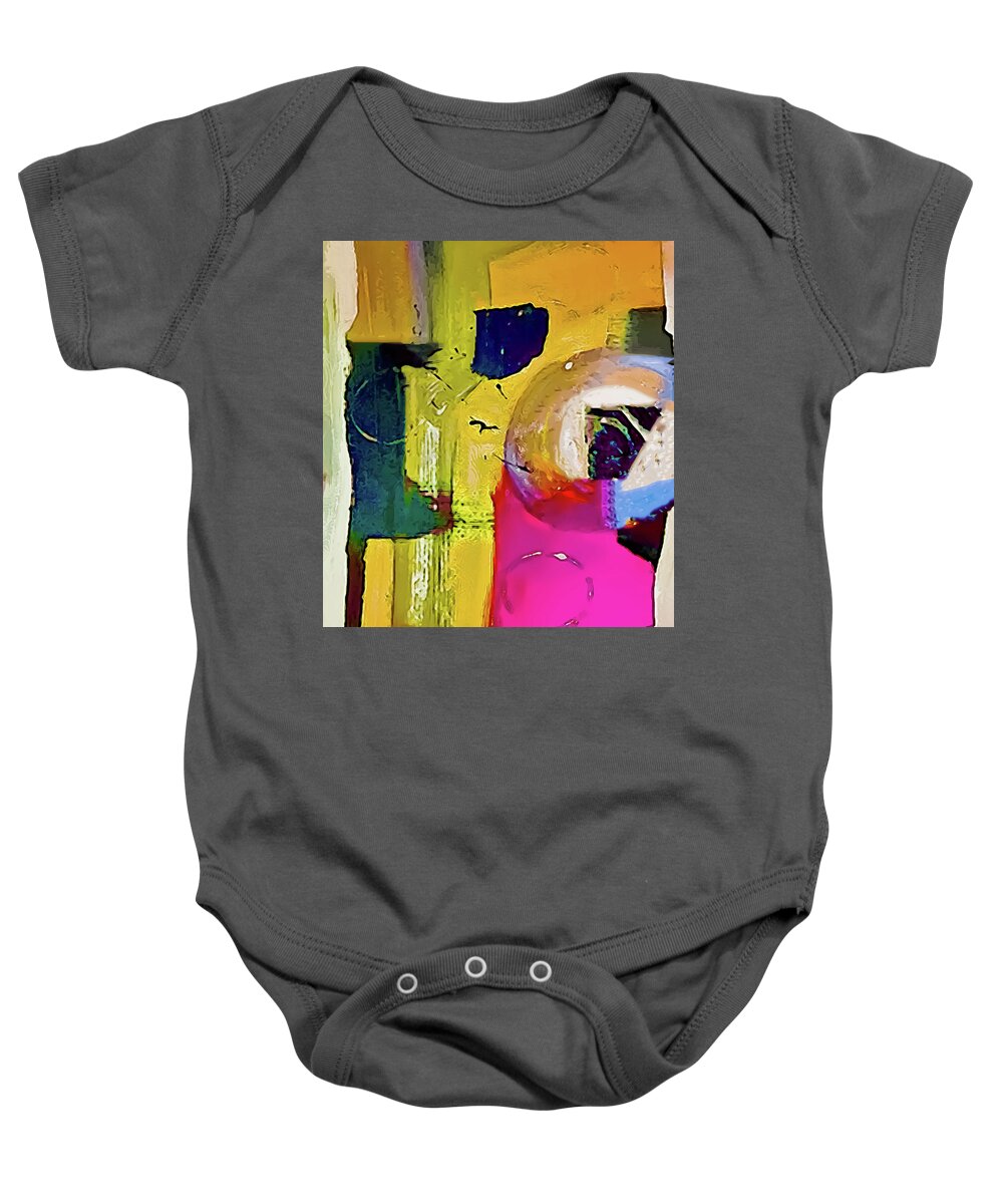 Abstract Baby Onesie featuring the painting Abstract Acrylic Fun by Lisa Kaiser