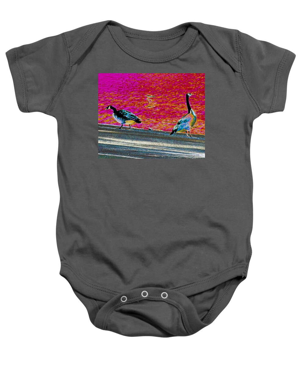 Geese Baby Onesie featuring the photograph Abstract Geese by Andrew Lawrence
