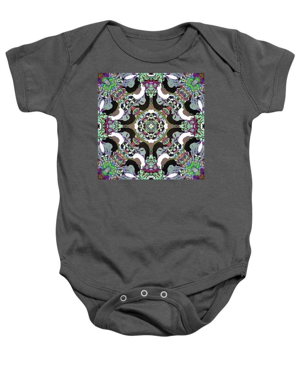Symmetry Baby Onesie featuring the digital art Abstract Mandala by Phil Perkins