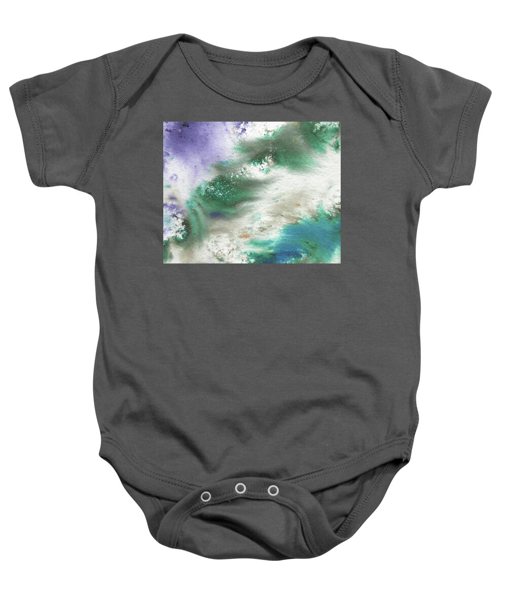 Wave Baby Onesie featuring the painting Abstract Ocean Splashes And Waves Watercolor by Irina Sztukowski