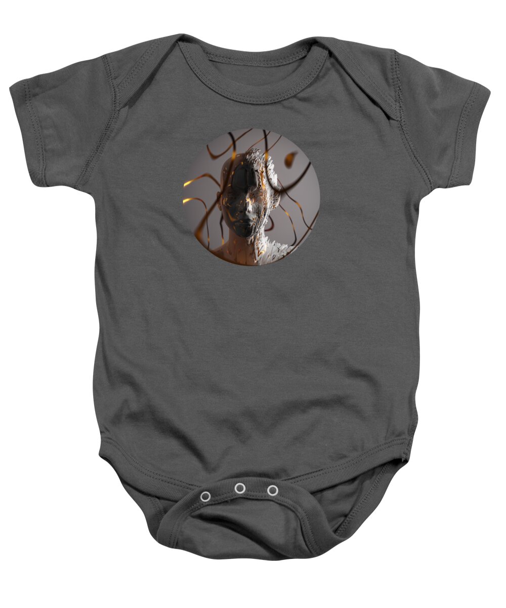 Futuristic Baby Onesie featuring the digital art Abstract Portrait II by Spacefrog Designs