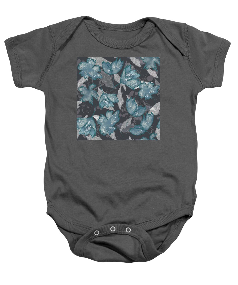 Gray Baby Onesie featuring the digital art Abstract Scribble Floral by Sand And Chi