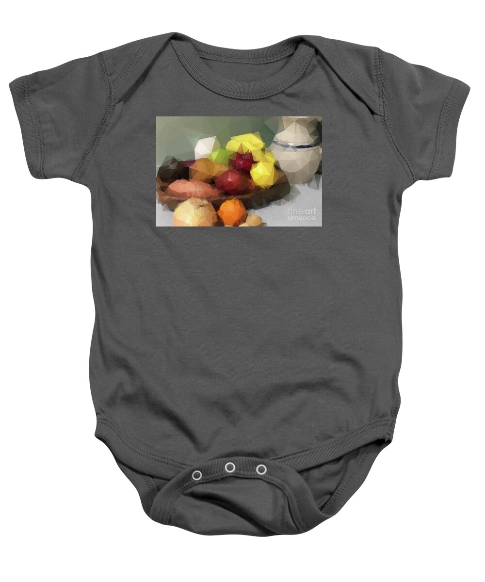 Abstraction Baby Onesie featuring the digital art Abstract Still Life Study of F and V by Karen Francis