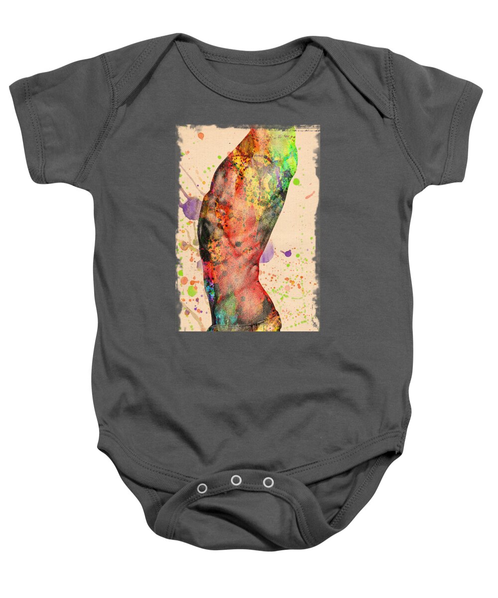 Male Nude Art Baby Onesie featuring the digital art Abstractiv Body - 3 by Mark Ashkenazi