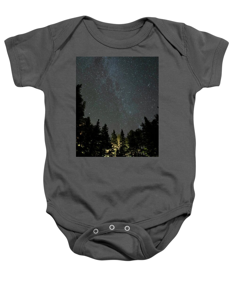 Milky Way Baby Onesie featuring the photograph Acadia Milky Way Glow by GeeLeesa