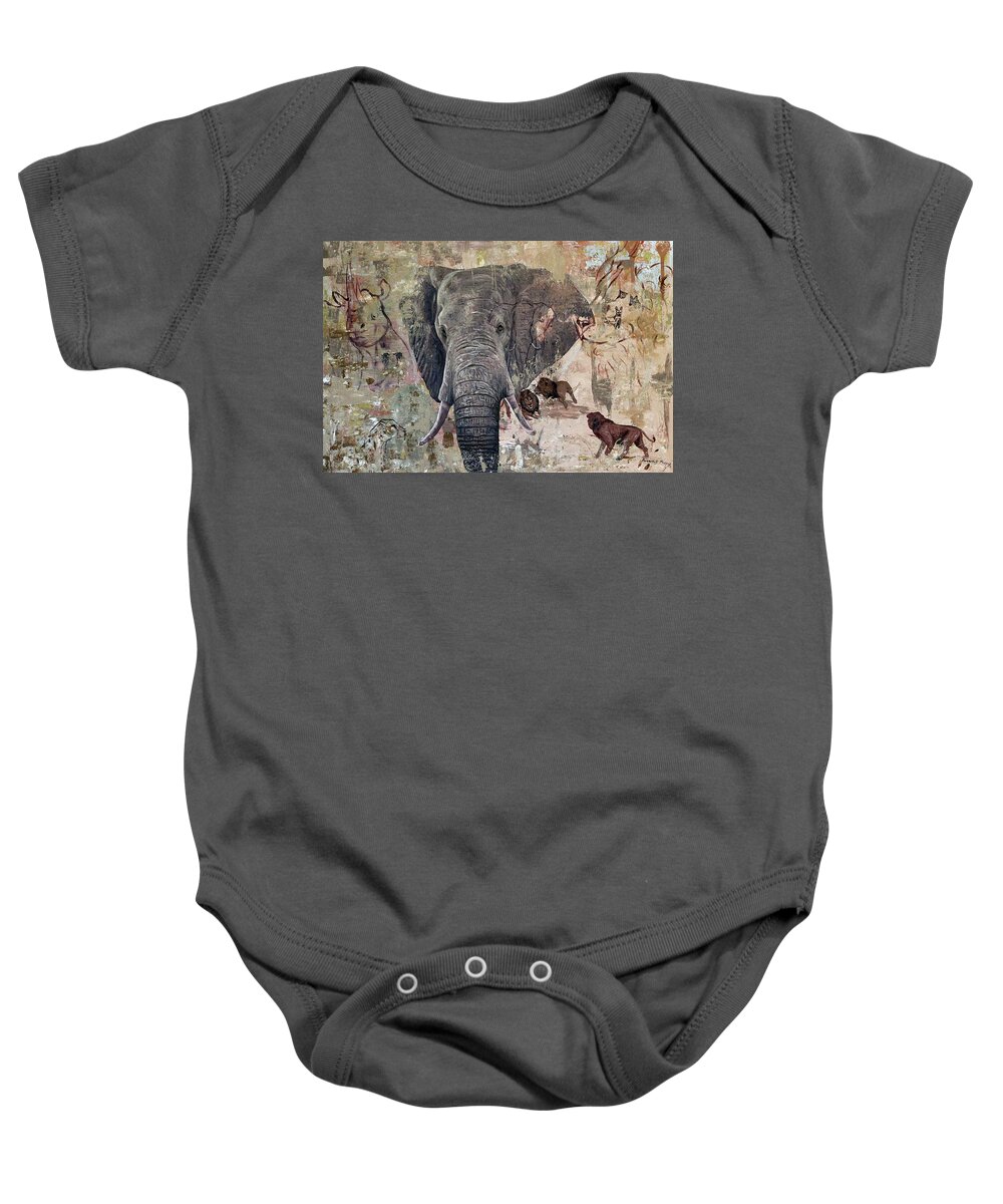  Baby Onesie featuring the painting African Bull by Ronnie Moyo