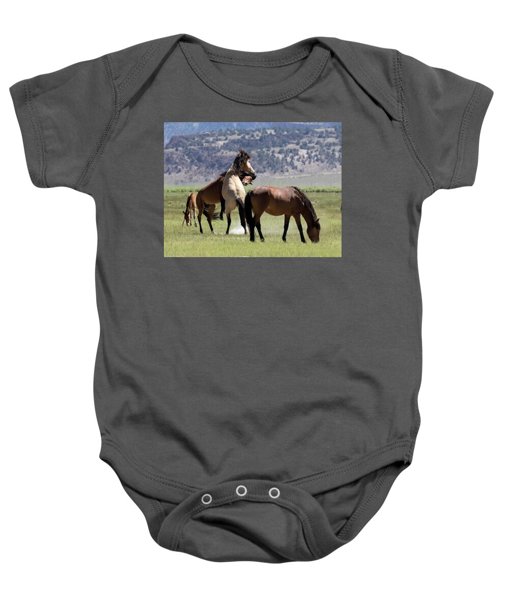 Eastern Sierra Baby Onesie featuring the photograph Aggression  by Cheryl Strahl