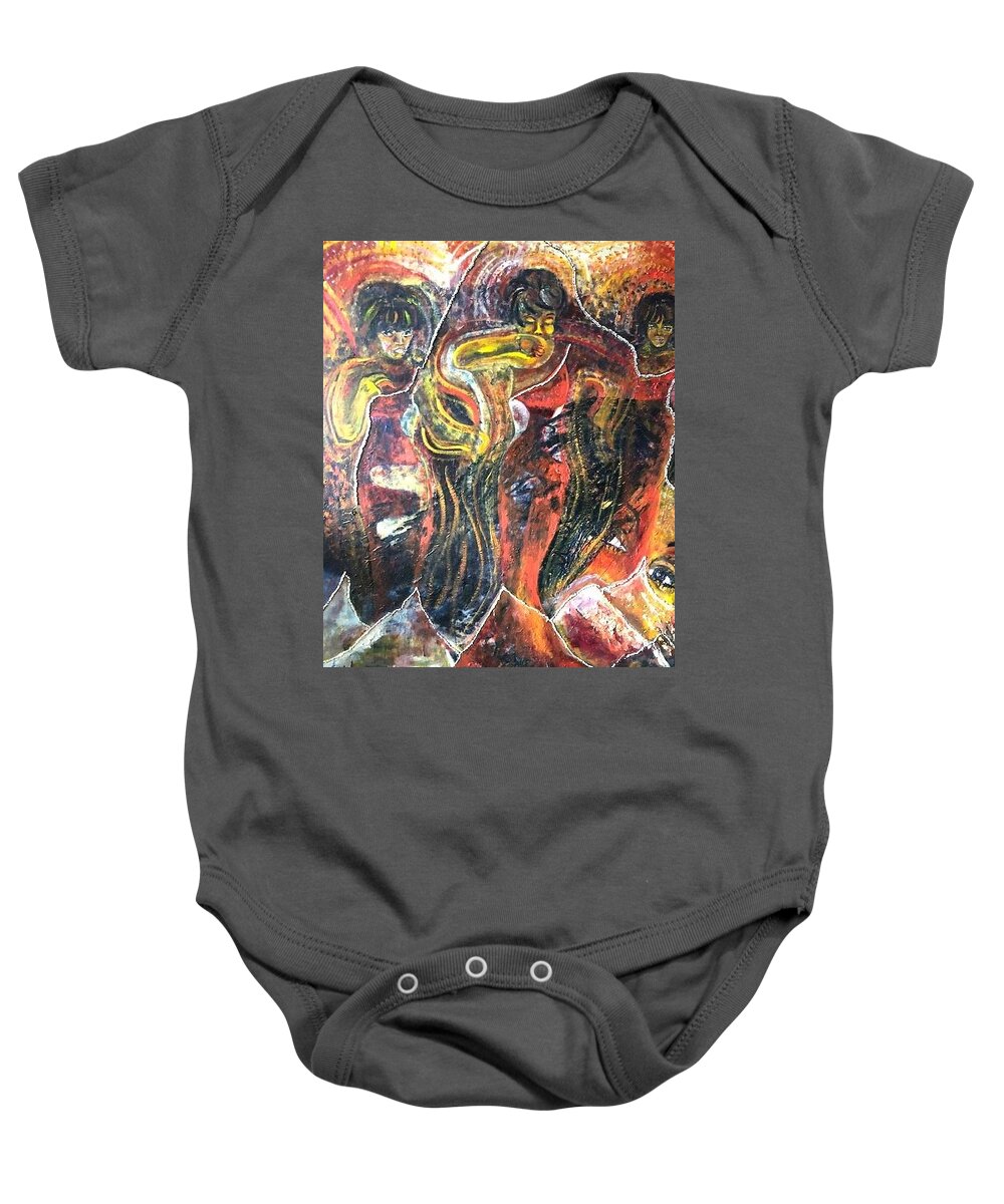 Women Baby Onesie featuring the painting Ain't No Mountain High Enough by Peggy Blood