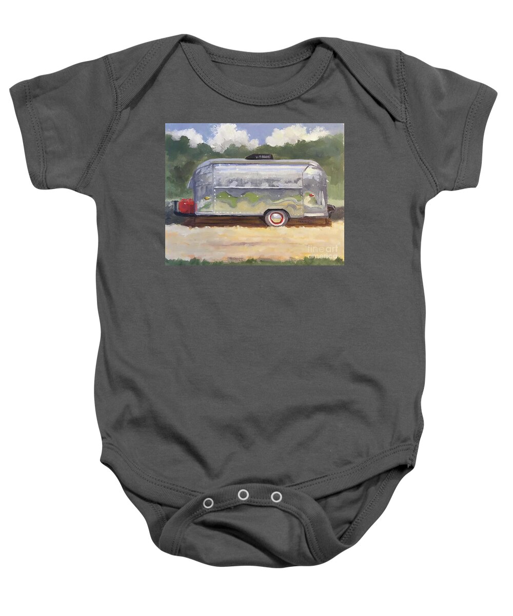 Airstream Baby Onesie featuring the painting Airstream by Anne Marie Brown