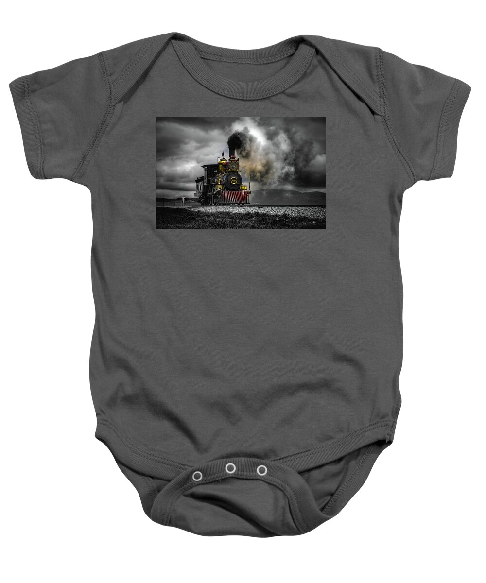 Train Baby Onesie featuring the photograph All Aboard by Pam Rendall