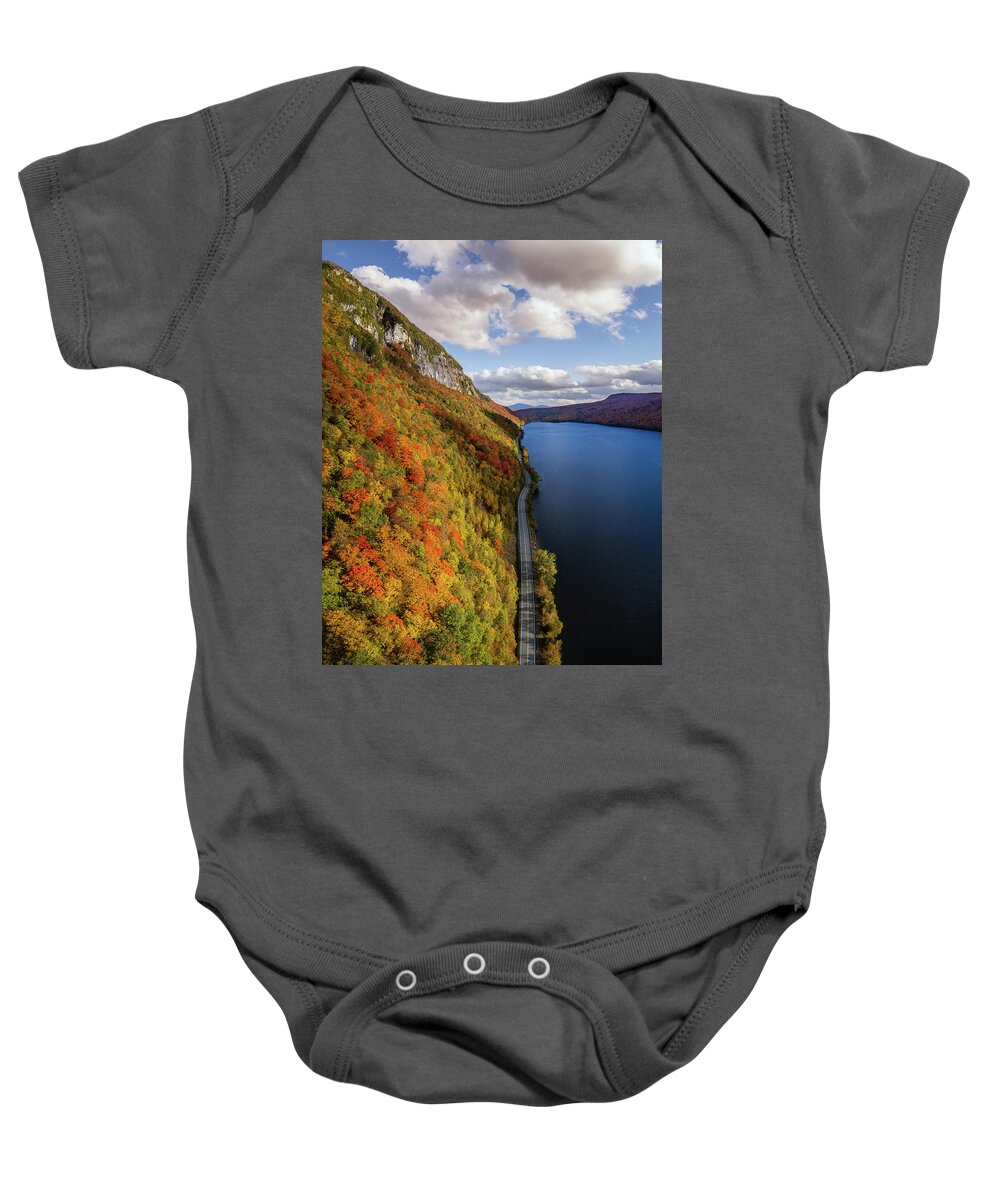 Sky Baby Onesie featuring the photograph Along Lake Willoughby - Westmore, Vermont by John Rowe