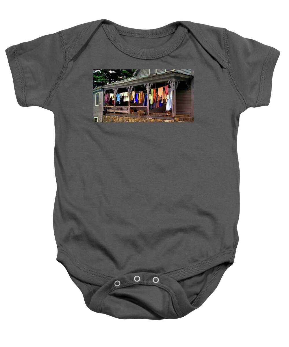 Alton Baby Onesie featuring the photograph Alton Washday Revisited by Wayne King