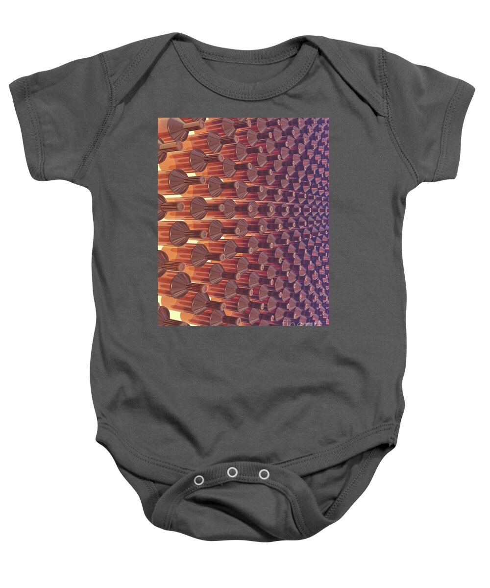 Bottles Baby Onesie featuring the digital art Amber Bottles on Wall by Phil Perkins