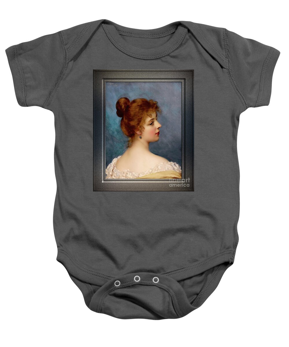 An Italian Beauty Baby Onesie featuring the painting An iitalian Beauty by Eugen von Blaas Remastered Xzendor7 Fine Art Classical Reproductions by Xzendor7