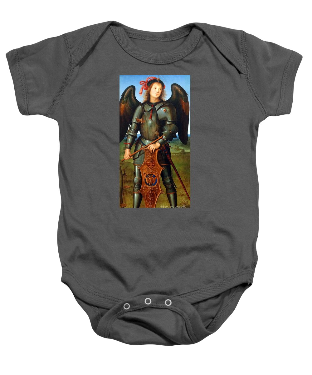 Guardian Baby Onesie featuring the painting Angel, Detail by Pietro Perugino