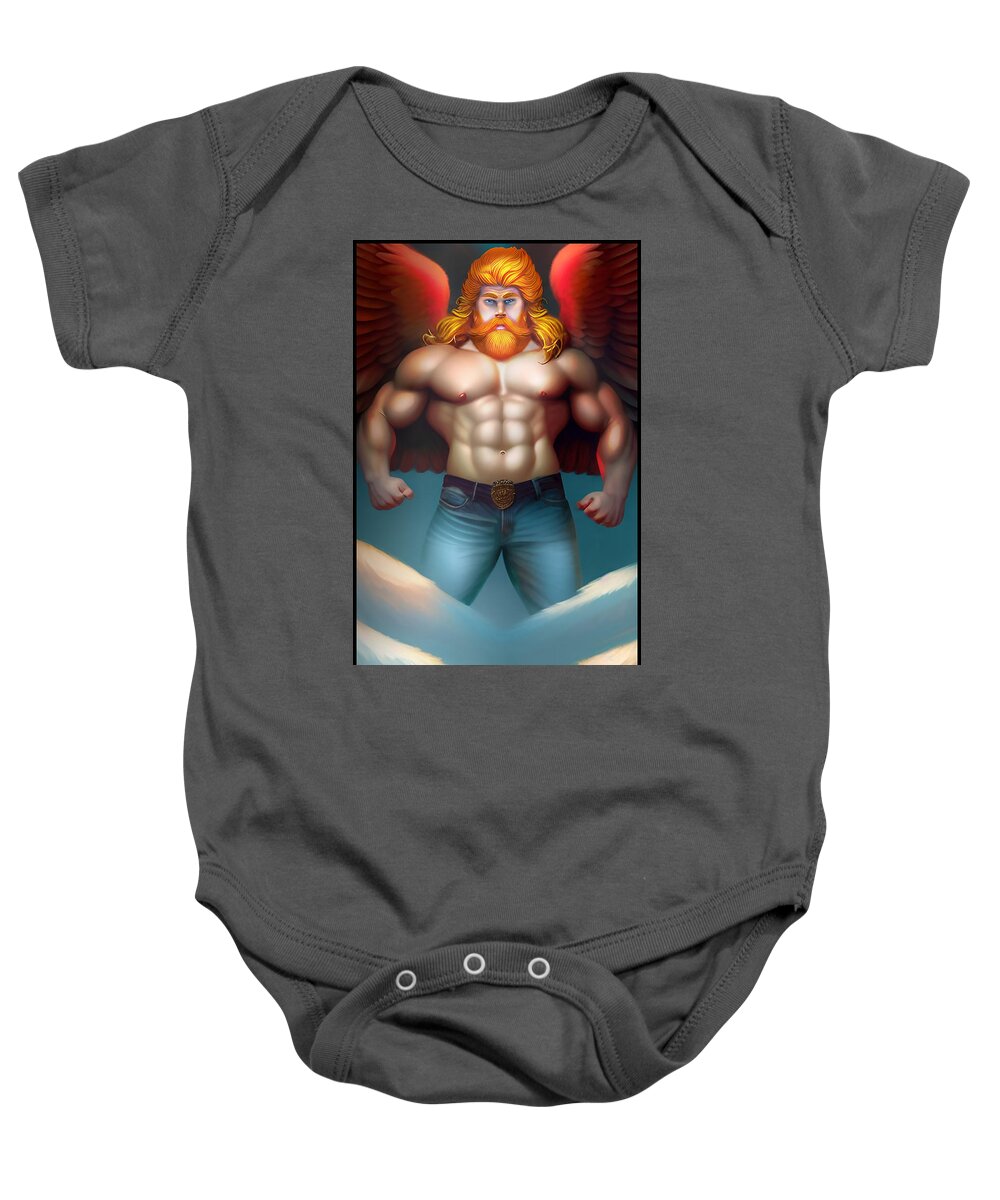 Norse Baby Onesie featuring the mixed media Angelic Kenn Bosak by Shawn Dall