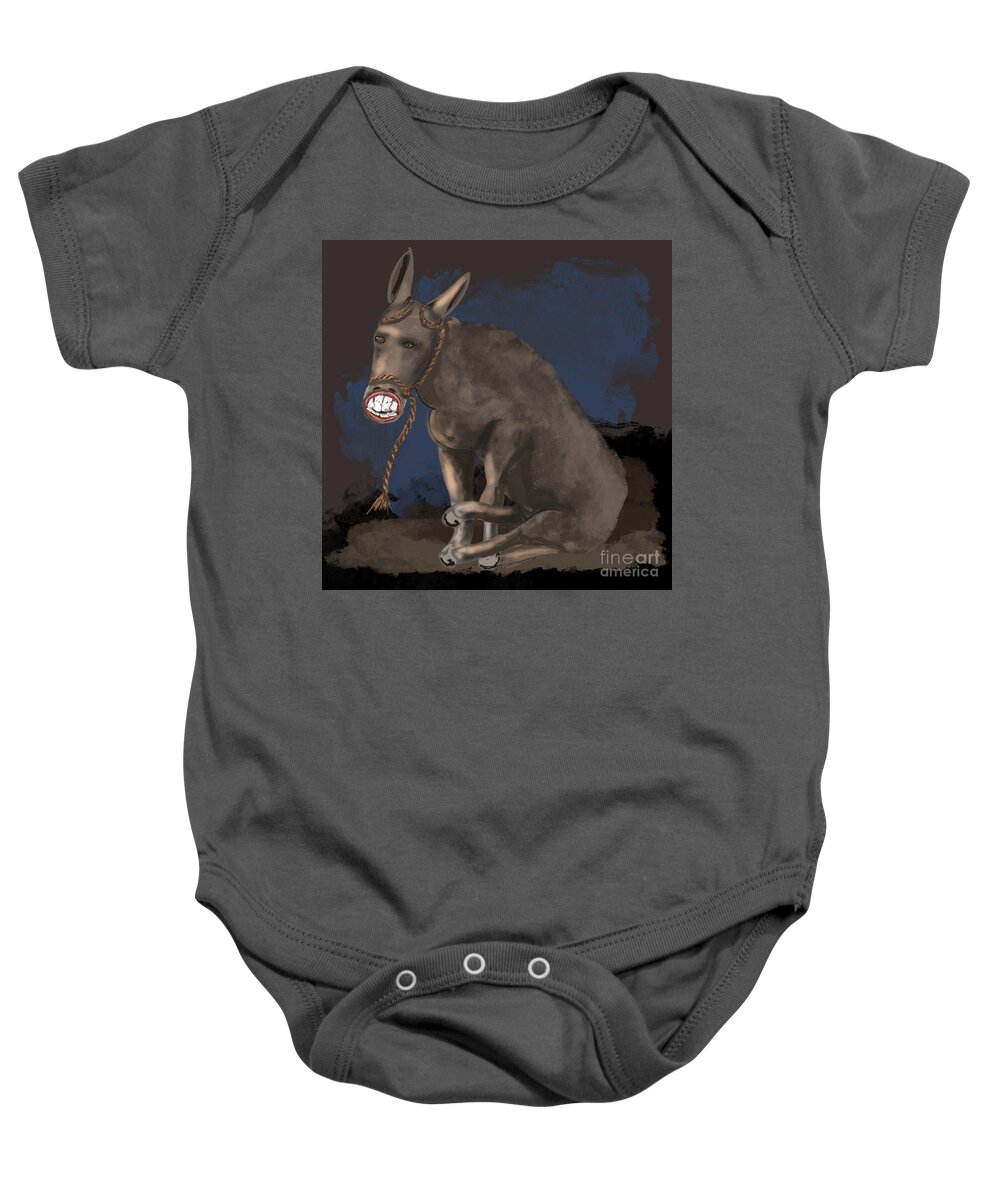 Mule Baby Onesie featuring the digital art Annoyed by Doug Gist