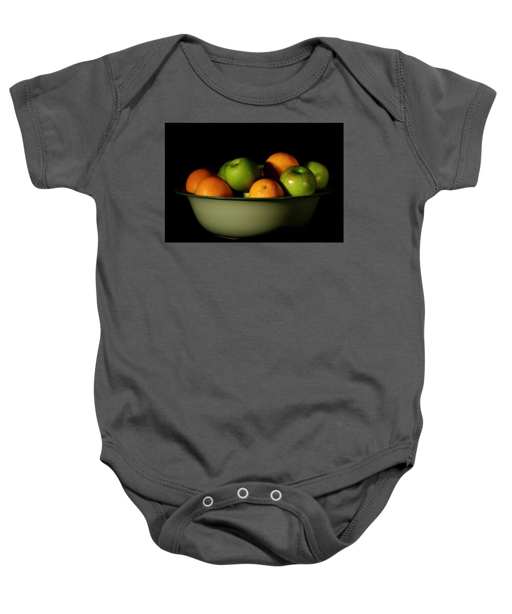 Fruit Baby Onesie featuring the photograph Apples and Oranges by Angie Tirado
