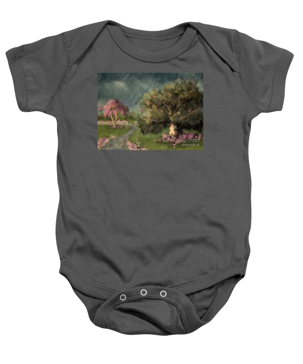 Spring Baby Onesie featuring the digital art April Showers And May Flowers by Lois Bryan