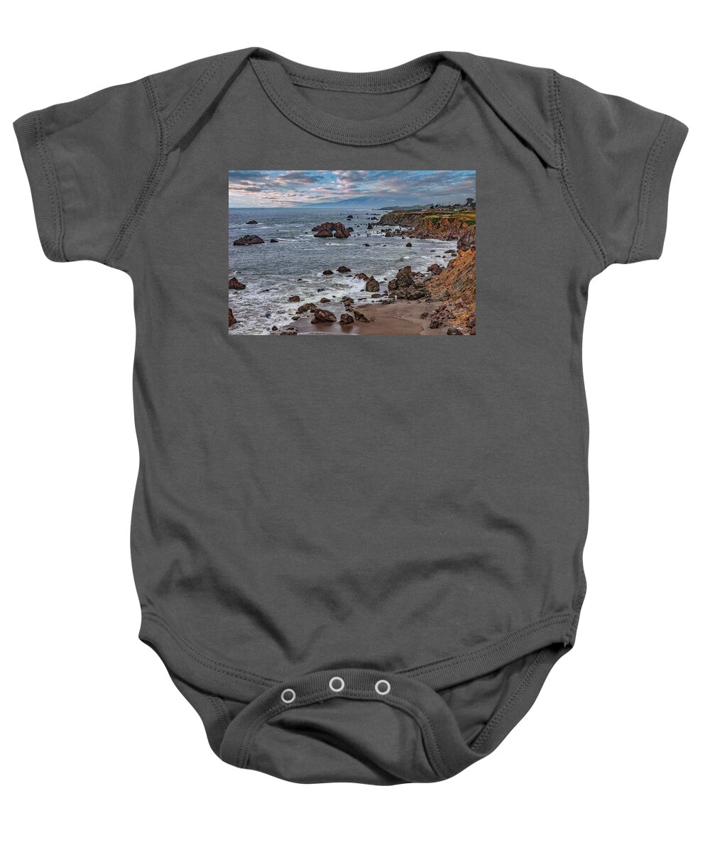 California Baby Onesie featuring the photograph Arch Rock Bodega Bay by Dan Carmichael