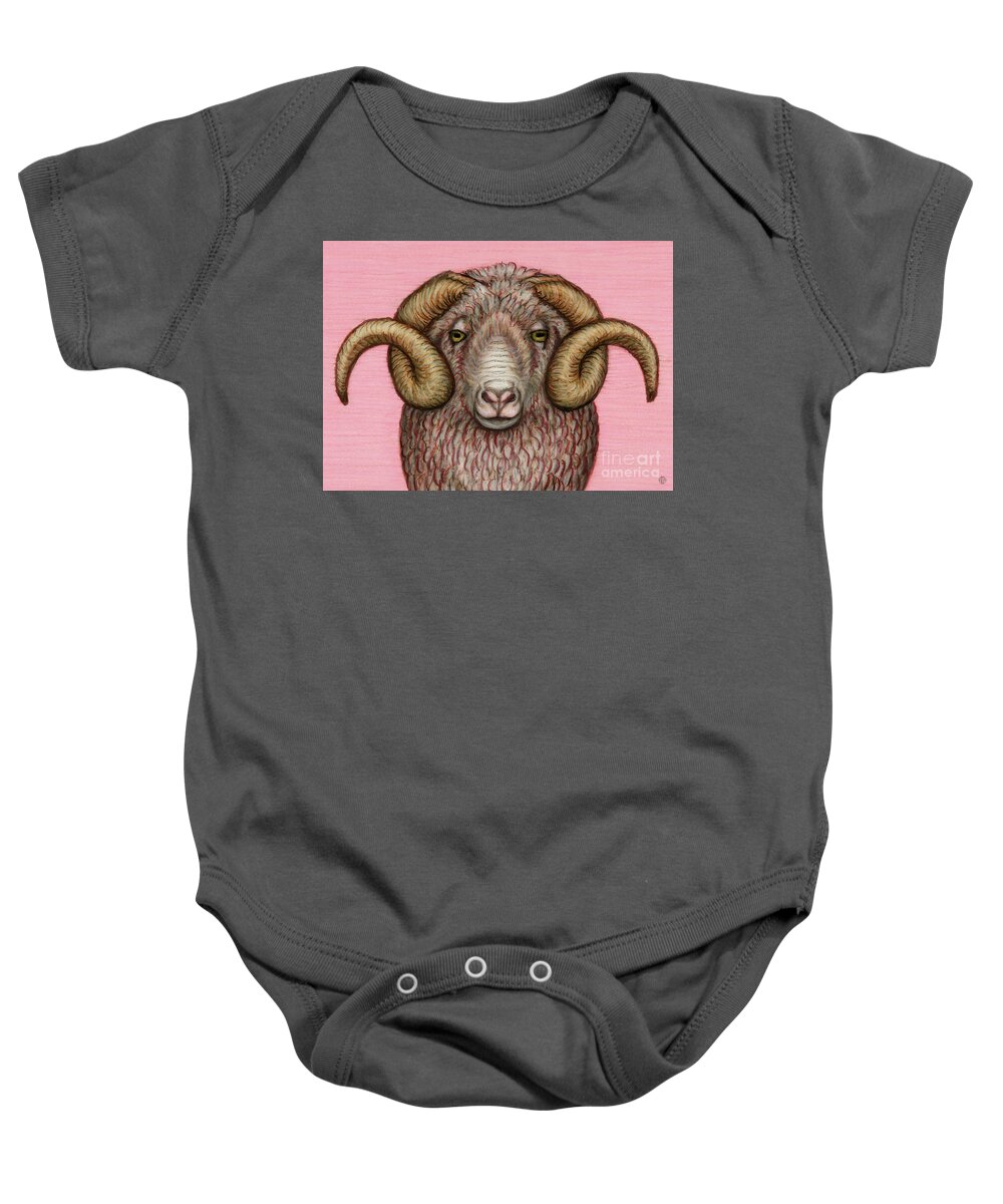 Ram Baby Onesie featuring the painting Arles Merino Ram by Amy E Fraser