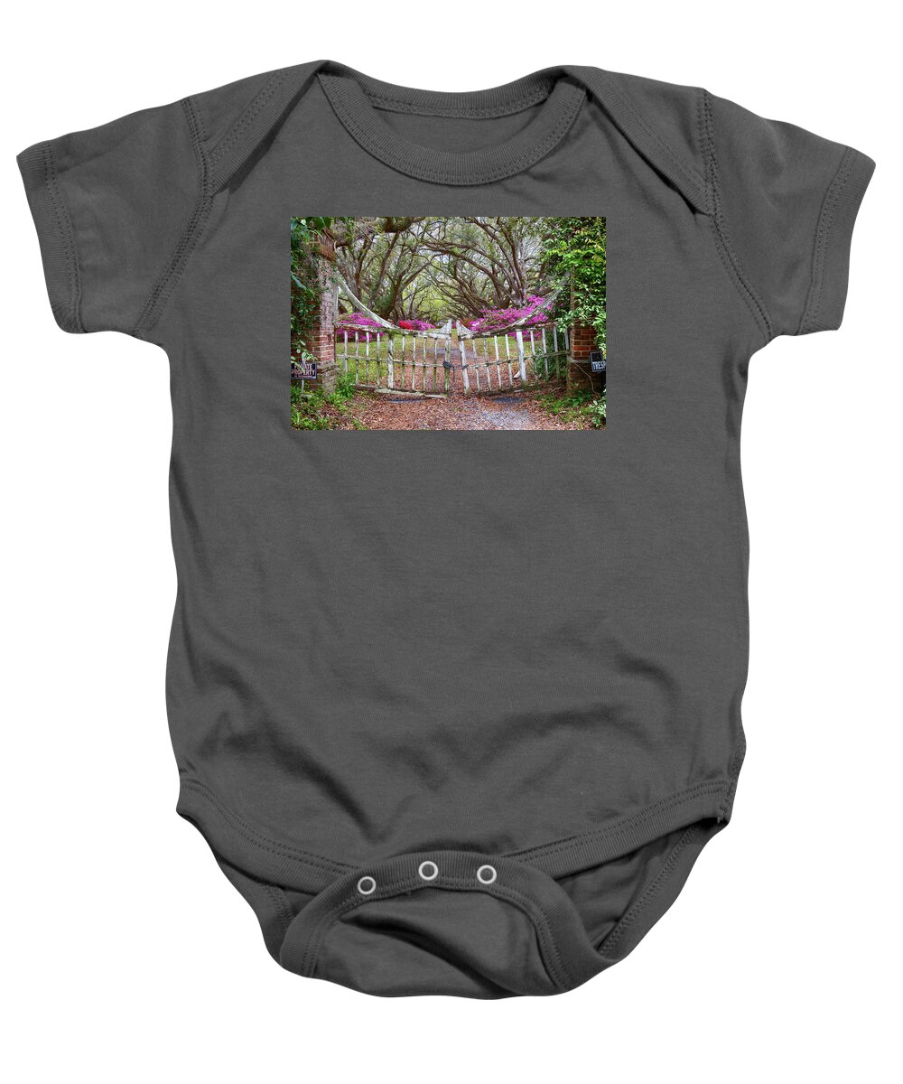 Baby Onesie featuring the photograph Arrogantly Shabby - Locked by Jim Miller