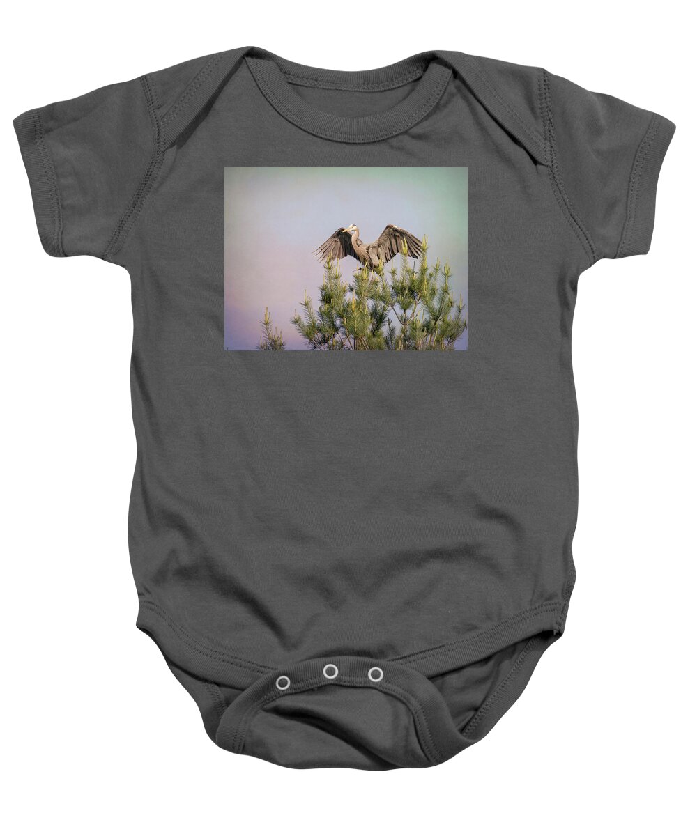 Great Blue Heron Baby Onesie featuring the photograph Artistic Great Blue Heron 2019-1 by Thomas Young
