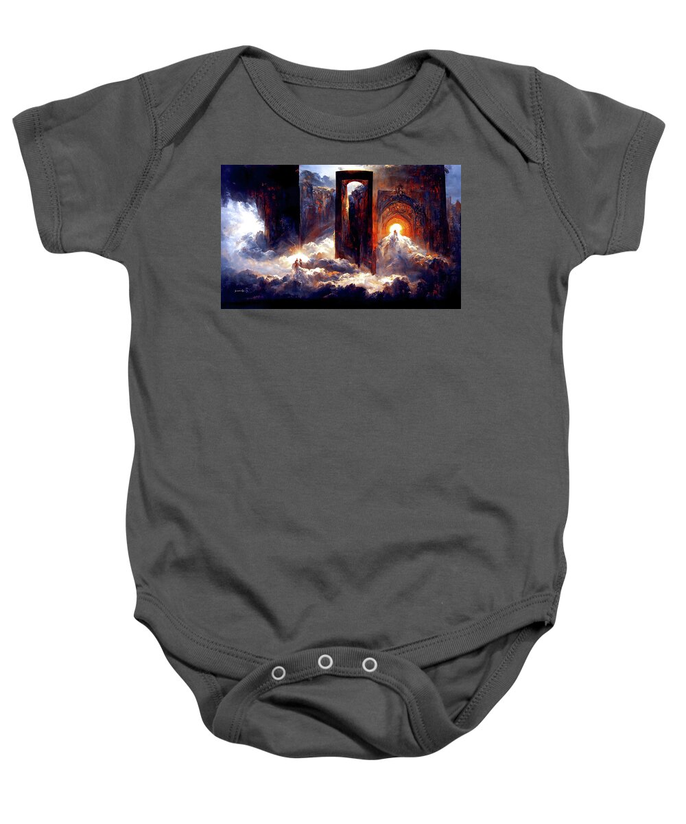 Heaven Baby Onesie featuring the painting Ascending to the Gates of Heaven, 02 by AM FineArtPrints