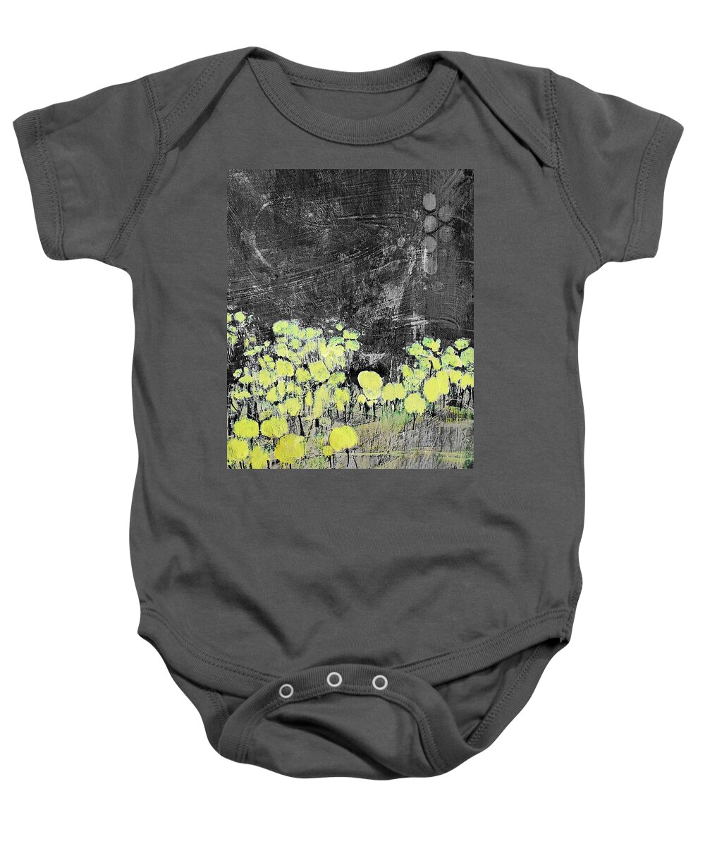 Abstract Baby Onesie featuring the mixed media Aspen Grove at Night by Sharon Williams Eng