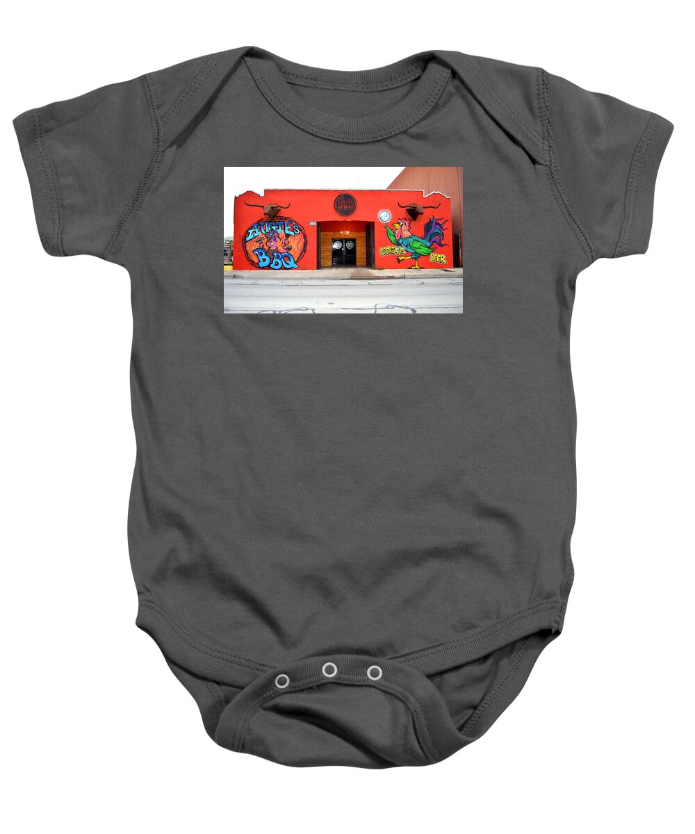 San Antonio Baby Onesie featuring the photograph Augie's BBQ by Marla McPherson