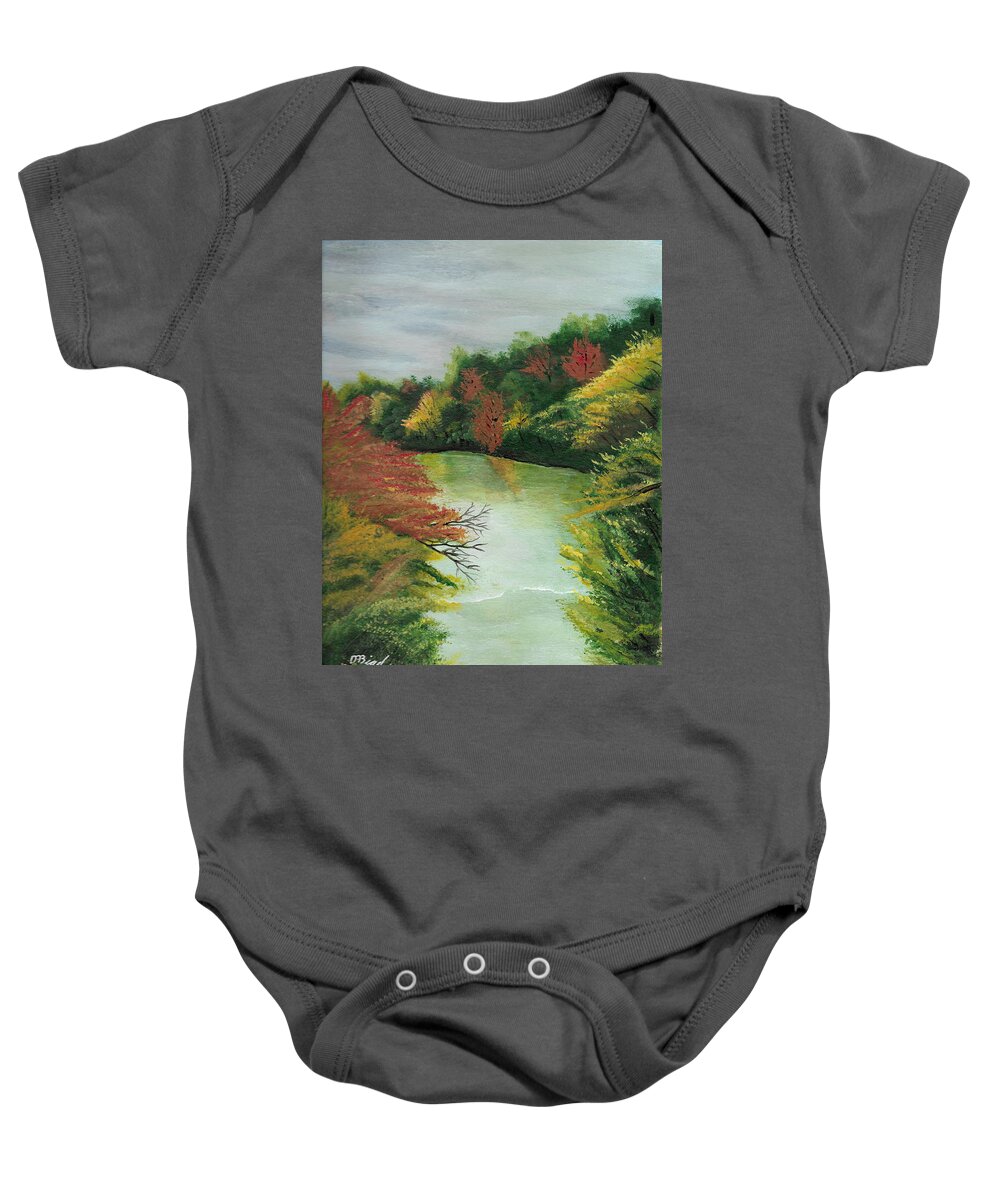 River Baby Onesie featuring the painting Autum River by David Bigelow