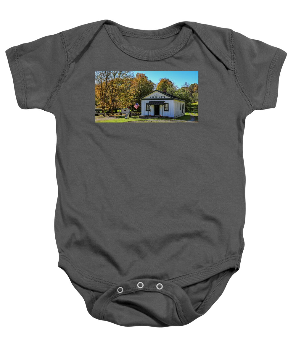 Autumn Baby Onesie featuring the photograph Autumn at the Depot by Dale R Carlson