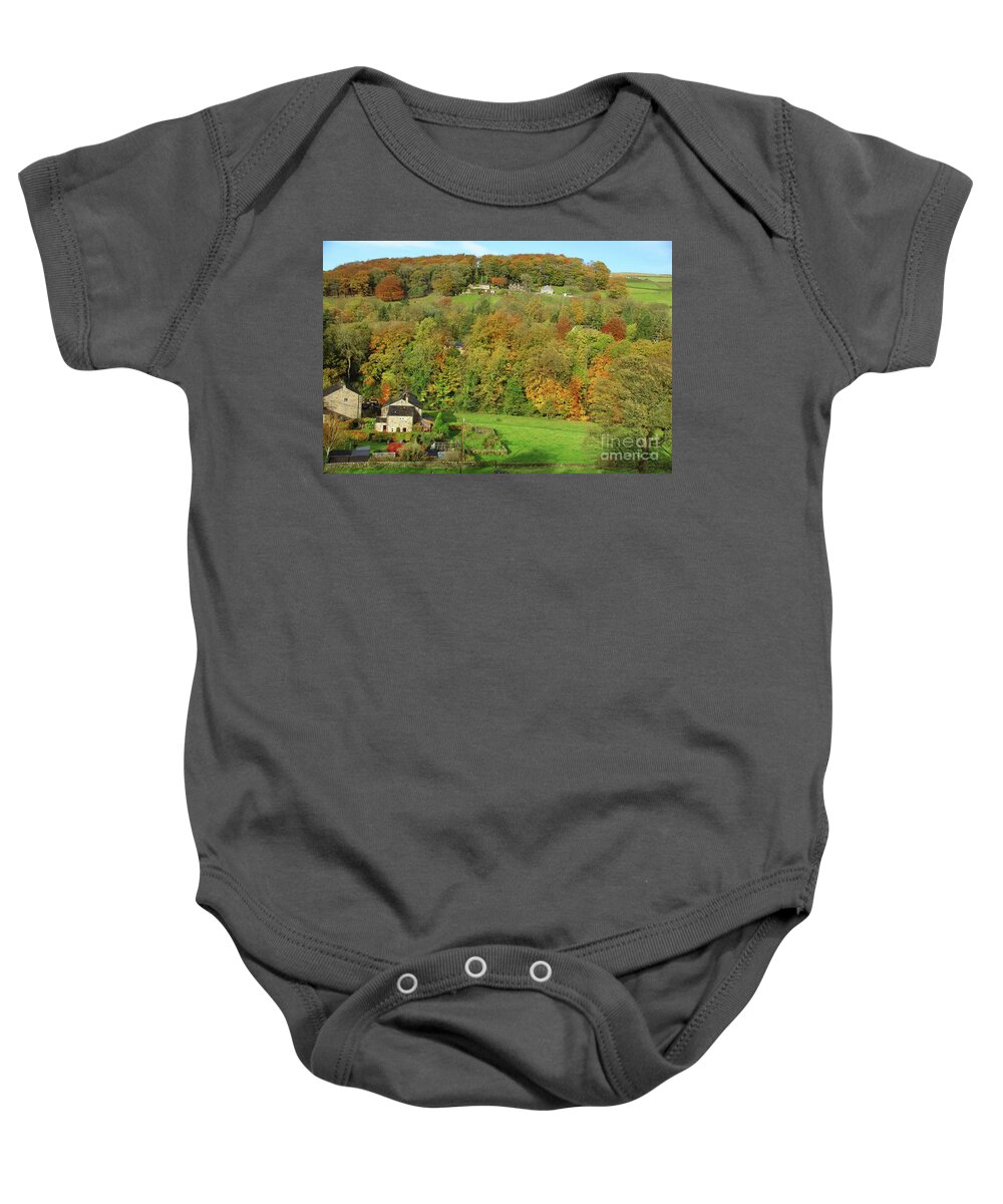 Autumn Baby Onesie featuring the photograph Autumn colour in Calderdale, Yorkshire. by David Birchall