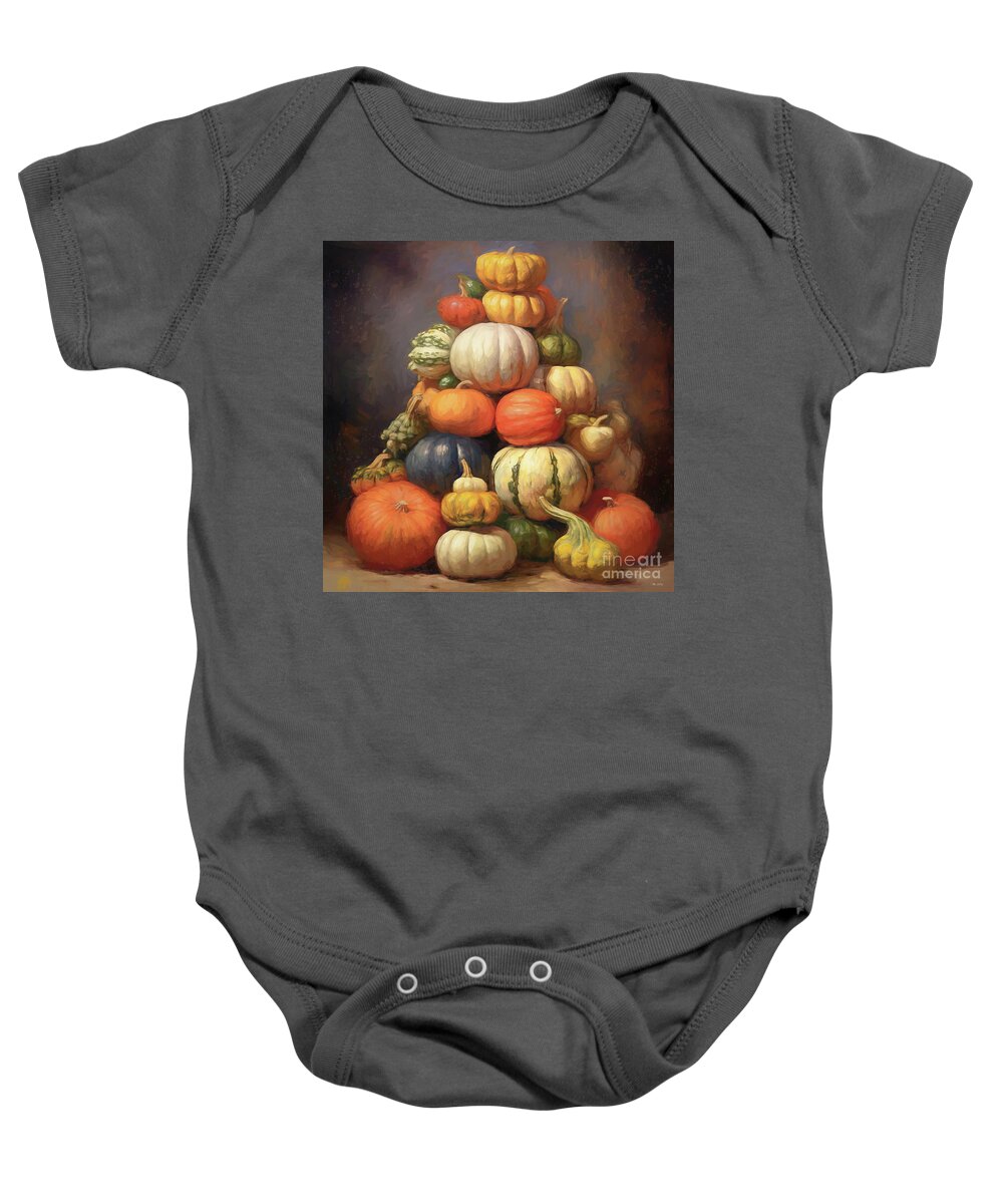 Autumn Baby Onesie featuring the painting Autumn Harvest by Tina LeCour
