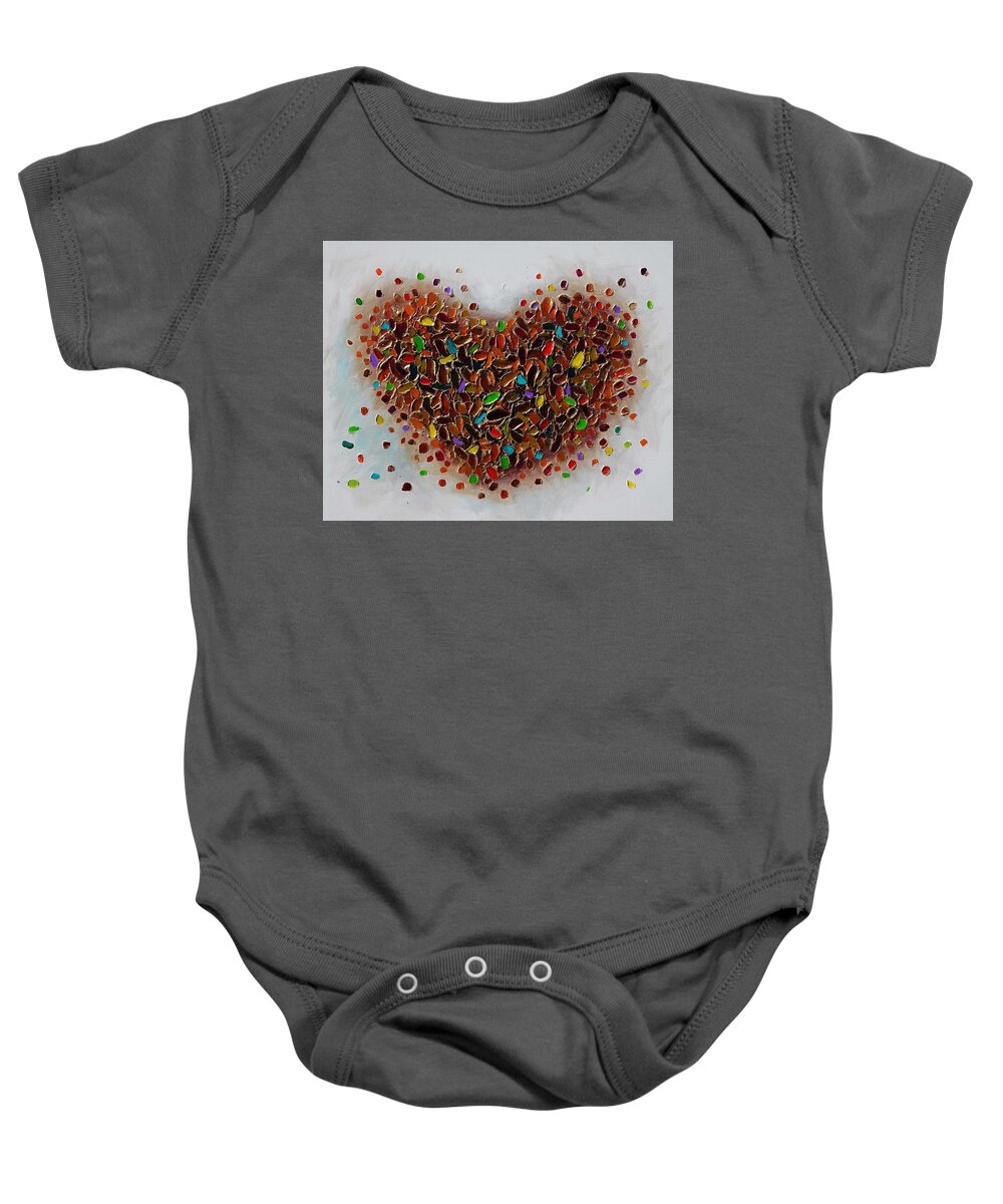 Heart Baby Onesie featuring the painting Autumn Heart by Amanda Dagg