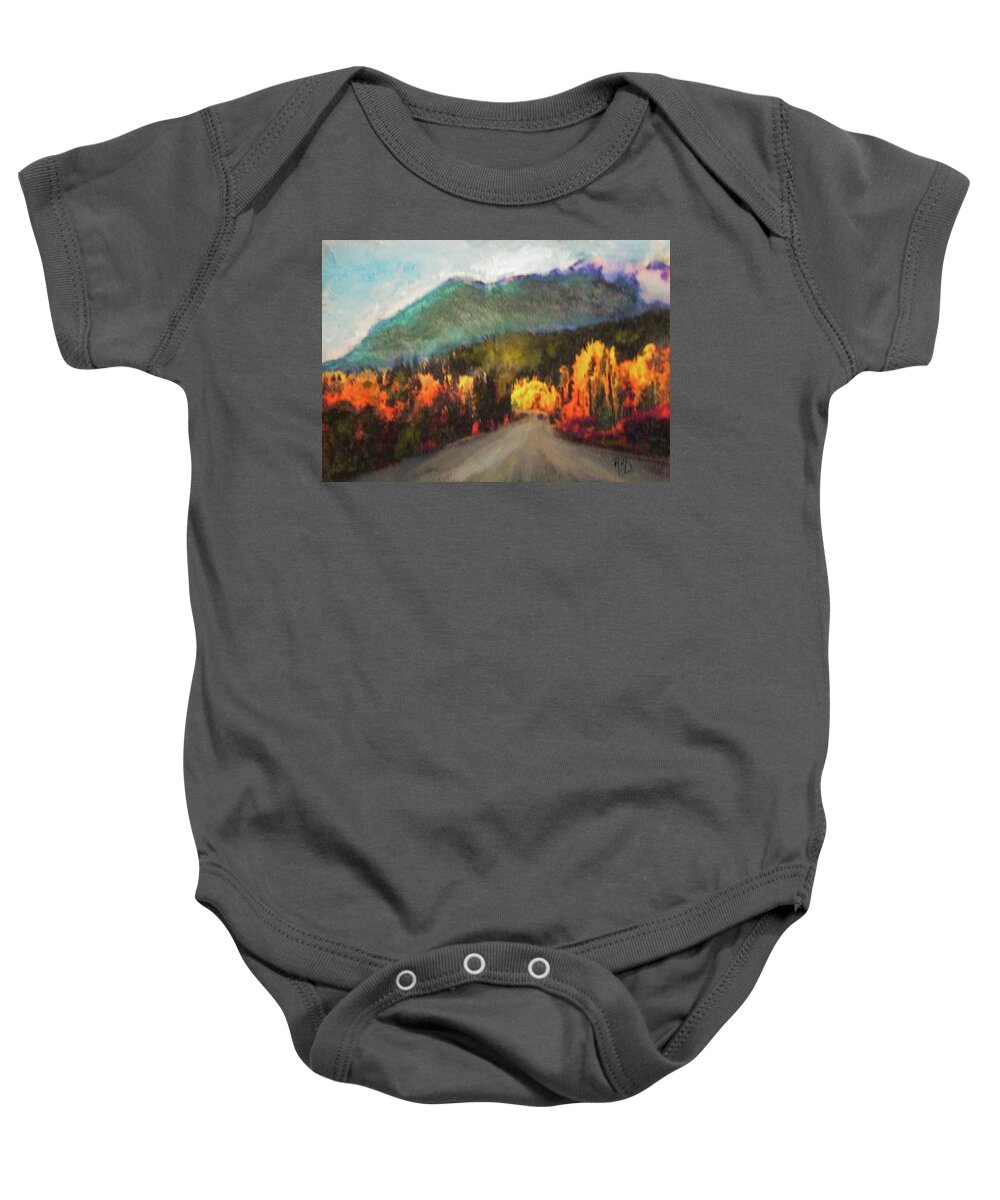 Autumn Baby Onesie featuring the painting Autumn Highway by Richard James Digance