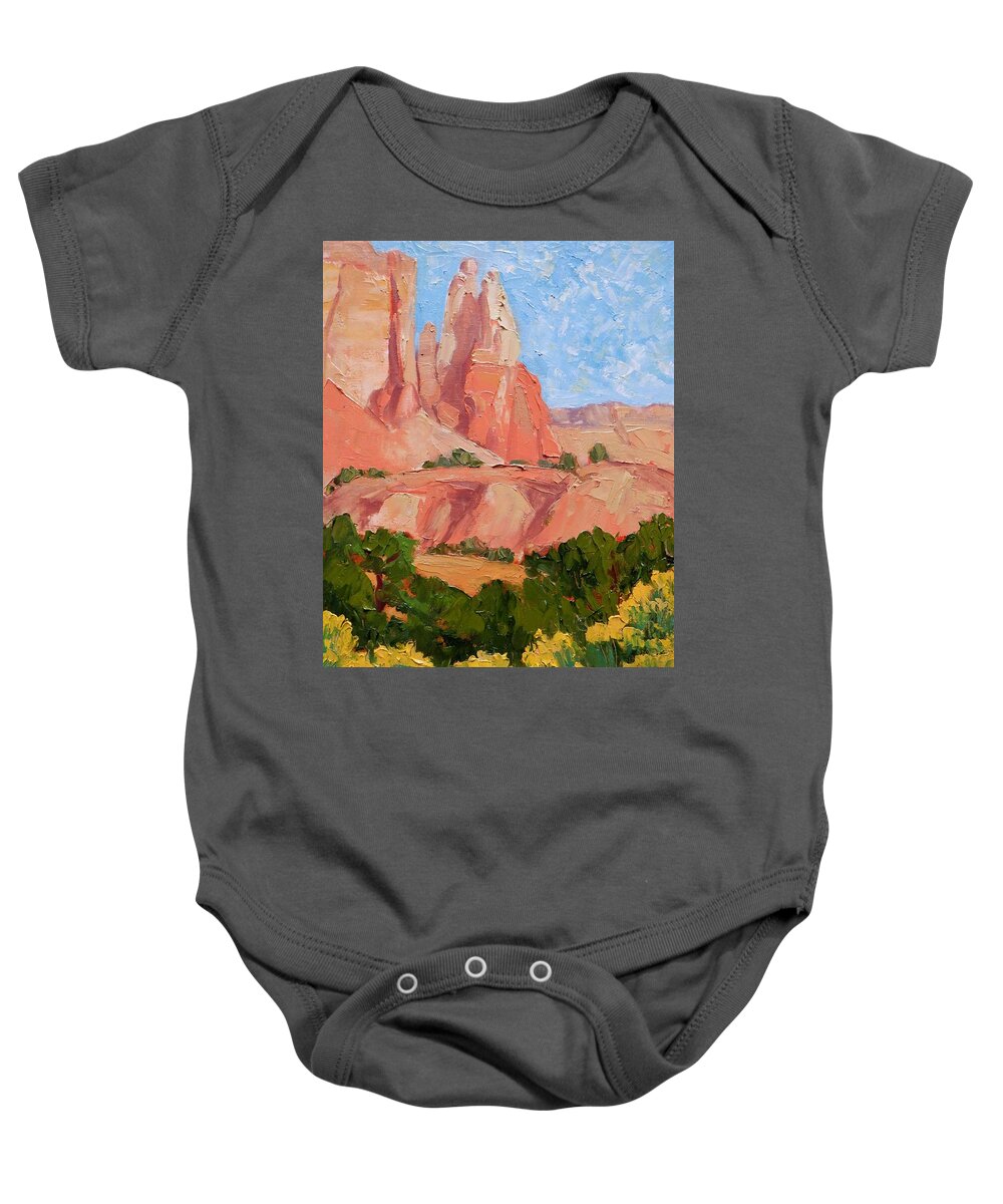 Plein Air Baby Onesie featuring the painting Autumn in Abiquiu by Marian Berg
