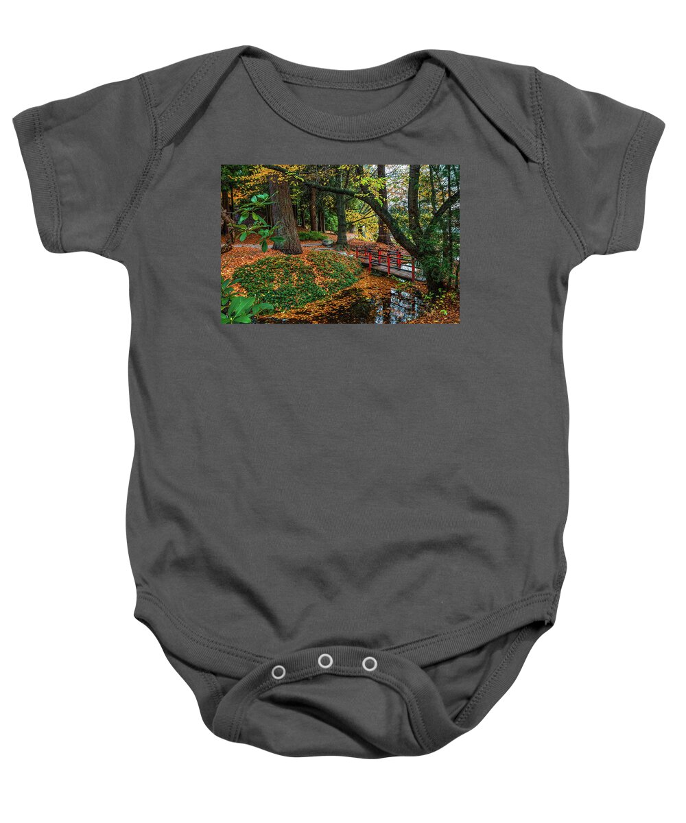 Alex Lyubar Baby Onesie featuring the photograph Autumn landscape in the city park by Alex Lyubar