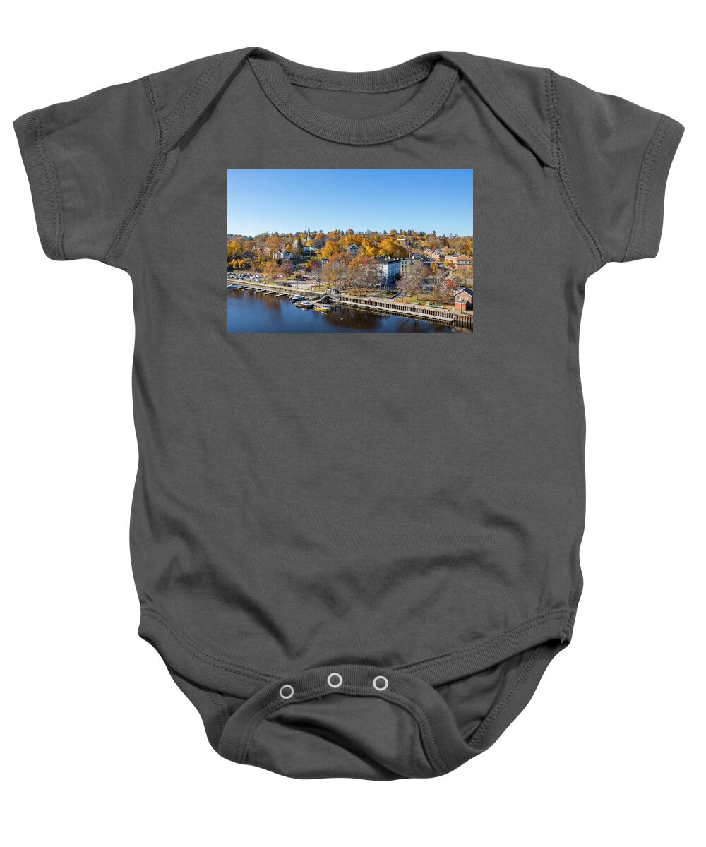 Hudson Valley Baby Onesie featuring the photograph Autumn on the Rondout by Jeff Severson