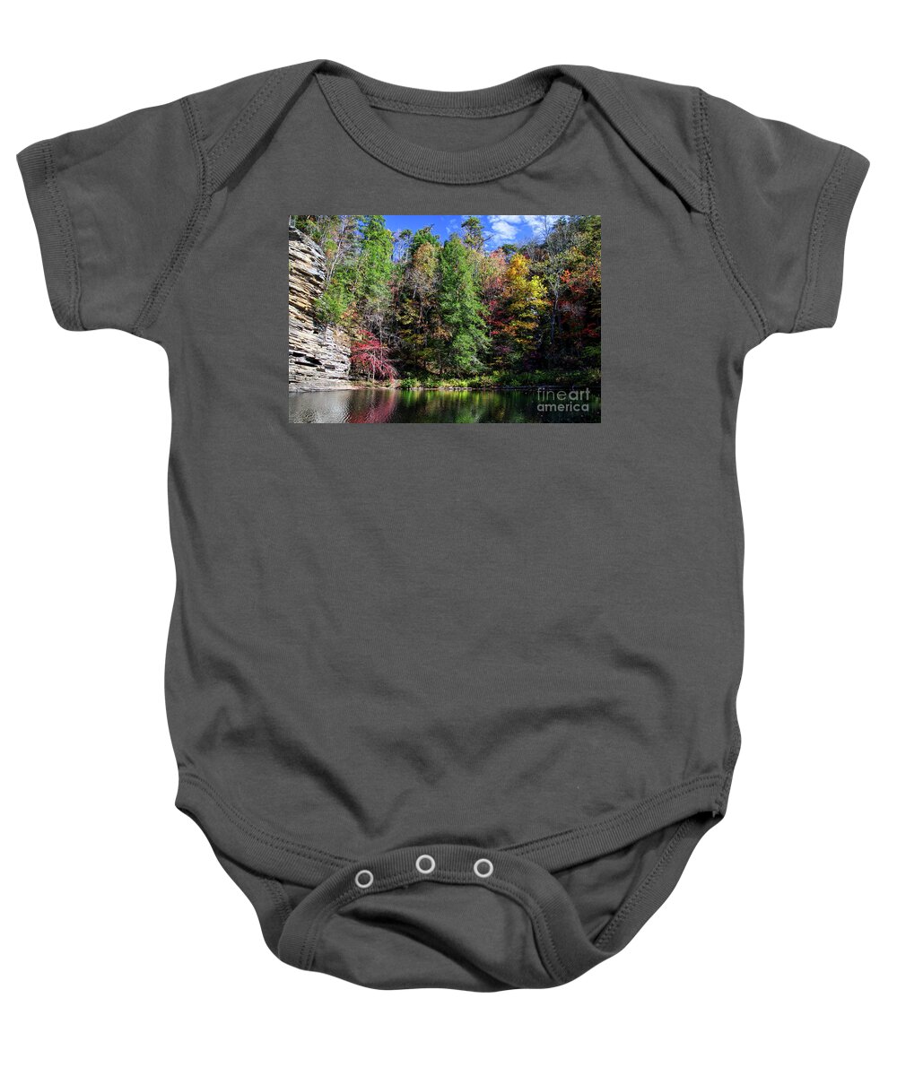 Fall Creek Falls Baby Onesie featuring the photograph Autumn Reflections 2 by Phil Perkins